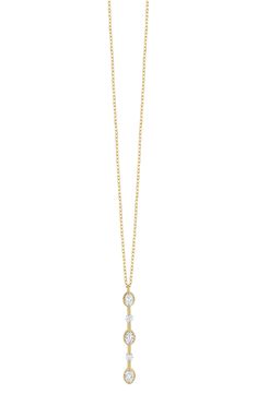 Your neckline will glisten with the addition of a handcrafted Y-necklace in high-shine 18-karat gold with twinkling white diamonds. 18" length; 1/8"W x 1"L pendant Total diamond weight: 0.30ct. Color: G Clarity: VS 18k gold/diamond Imported >Diamond Guide Bony Levy, Diamond Guide, White Diamonds, Diamond Pendant, Diamond White, Gold Diamond, 18k Gold, Diamonds, Yellow Gold