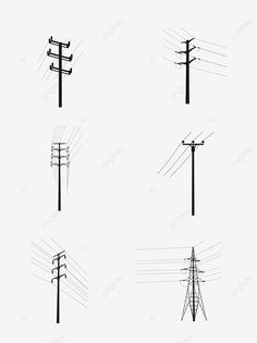 four different types of power lines on a white background, line, electric png and psd