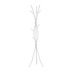 a white coat rack with three branches on it