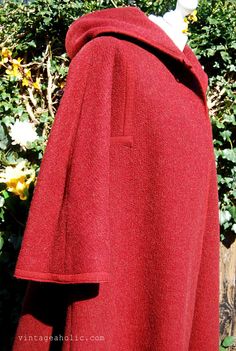 Made in a gorgeous light red burgundy 85% wool with a contrast acetate lining, this coat has a wide cut across the arms and the body and an unusual un-detachable hood by the designer Hylan Booker for Windsmoor.  Browse and buy https://www.etsy.com/uk/listing/230441403/vintage-coats-hylan-booker-for-windsmoor?ref=related-0 Burgundy Coat, Vintage Outerwear, Vintage Coats, Red Burgundy, Detachable Hood, Burgundy Red