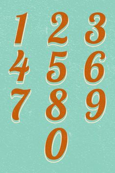 an orange and white number set on a blue background