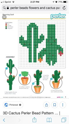 a cross stitch pattern with cactuses and cacti on it's side