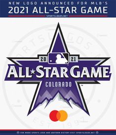 the all - star game logo for colorado is shown in purple and red, with an orange