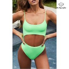 Meyeeka Scoop Neck Cut Out One Piece Swimsuit Size L A Most Fetching Emerald Swimsuit, Designed To Flatter And Enchant. This One-Piece Garment Boasts A Becoming Scoop Neck And A Daring Cut-Out, Certain To Turn Heads At The Seaside Or By The Lake. Crafted From A Blend Of Polyester And Spandex, It Promises Both Comfort And Elegance For The Discerning Bather. Color: Green Condition: New With Tags Brand: Meyeeka Size: L Material: Polyester/Spandex Tags: #Summerstyle #Cutoutswimsuit #Beachfashion 536 Green Scoop Neck Bodysuit For Beach, Green Scoop Neck Bodysuit For The Beach, Trendy Green Bodysuit For The Beach, Trendy Green Bodysuit For Beach Season, Green Scoop Neck Bodysuit For Spring, Trendy Green Summer Bodysuit, Emerald Swimsuit, Siren Song, Cut Out One Piece