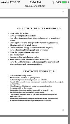 a screenshot of a page with the caption'as a lions club leader you should