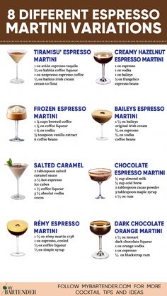 the 8 different espresso martini variations