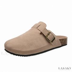 Lasaky - Stylish Unisex Slippers with Belt Buckle Closure - Half Slip-On Design Gladiator Flats, Women Slippers Fashion, Garden Clogs, Modern Sandals, Suede Slides, Fashion Slippers, Half Slip, Buckle Shoes, Casual Slippers