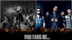 the band for fans of metal is shown in three different pictures, one with an image of