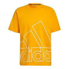 Adidas Unisex U Big Logo Printing Round-Neck Orange H60665 (Couple/Round Neck/Short Sleeve) Neck T Shirt, Round Neck, Size Chart, Im Not Perfect, Adidas, Orange, ? Logo, Sneakers, T Shirt