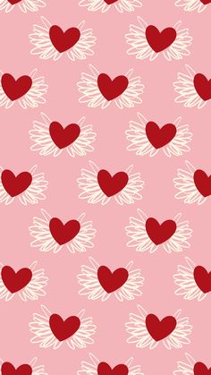 red and white hearts on a pink background