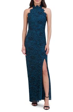 Eliza J Floral Lace Mock Neck Gown | Nordstrom Anniversary Dress, Cap Sleeve Gown, Dress Attire, Bride Groom Dress, Floor Length Gown, Eliza J, Gowns With Sleeves, Designer Clothes For Men