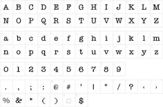 the font and numbers for an old typewriter