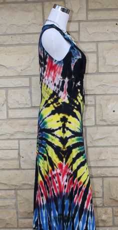 Cute Mulit colored swirl tie dye Twisted Front, sleeveless calf length dress. **Please note: I make each tie dye separately by hand so... yours will be very similar to the picture above but will also be a one of a kind piece. Processing time of 2-3 weeks is normally a worst case scenario, many of my items ship much faster. Contact me if you would like an ETA. Made of 100% lightweight 5 oz. cotton Jersey which drapes beautifully on the body. With a dress that has this much volume, you want a ligh Summer Tie Dye Dresses, Hand Dyed Tie Dye Summer Dresses, Casual Hand-dyed Tie Dye Maxi Dress, Multicolor Hand Dyed Summer Dress, Hand Dyed Multicolor Summer Dress, Spring Hand-dyed Tie Dye Dresses, Spring Hand-dyed Tie-dye Dresses, Spring Sleeveless Hand Dyed Dress, Hand Dyed Sleeveless Spring Dress