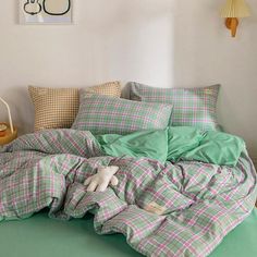 pink plaid aesthetic bedding set boogzel apparel Double Bedding Sets, Plaid Bedding, Linen Bed Sheets, Cotton Bedding Set, Queen Size Duvet Covers, Cotton Bedding Sets, Cozy Season, King Bedding Sets, Bed Sets