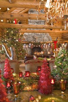 a living room filled with lots of christmas decorations