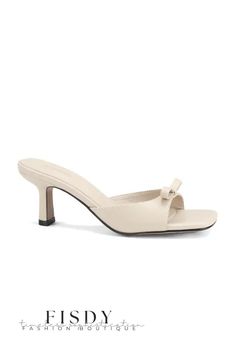 Fisdy - Chic Peep-Toe Heeled Sandals for Women featuring a Delicate Butterfly Bow Detail Beige Slippers, Ribbon Heels, Butterfly Bow, Shoes Heels Classy, Delicate Butterfly, White Sandals Heels, Dressing Style, Heels Classy, Square Head