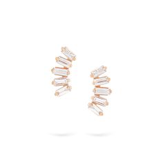 Gilda Jewelry Baguette Studs | Diamond Earrings | 14K Gold 14K Rose Gold Pair: 0.22 Cts. | Baguette Cut Diamond earrings Minimalist Jewelry Silver, Baguette Studs, Studs Diamond, Tiny Gold Studs, Silver Bar Earrings, Mountain Earrings, Dainty Gold Earrings, Mountain Jewelry, Surgical Steel Earrings