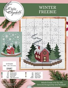 the cross stitch pattern for winter freebie