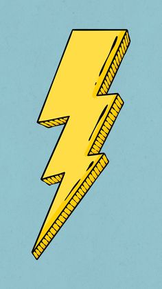 a drawing of a yellow lightning bolt on a blue background