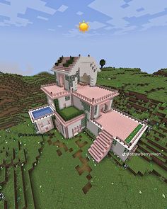 Multicraft Building Ideas, Girly Minecraft Houses, Cherry Blossom House, Case Minecraft, Minecraft Create, Blossom House, Rumah Minecraft Sederhana, Minecraft Mansion, Bangunan Minecraft