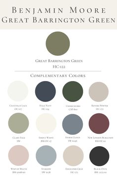 the color scheme for benjam moore's great barbington green