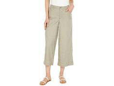 NYDJ Petite Linen Cropped Wide Leg Pants - Women's Clothing : Wet Sand : Spruce up your weekend get up, wearing the NYDJ Petite Linen Cropped Wide Leg Pants featuring a classic button and zip-fly closure pant with five-pocket construction and belt loops throughout meeting mid-rise to above ankle with a wide pant leg. 53% linen, 45% viscose, 2% elastane. Machine wash, line dry. Imported. Measurements: Waist Measurement: 30 in Outseam: 33 in Inseam: 24 in Front Rise: 9 1 2 in Back Rise: 14 1 2 in Mid-rise Bottoms With Five Pockets For Spring, Mid-rise Utility Bottoms For Elevated Casual, Spring Cropped Leg Pants With Five Pockets, Casual Capris With Button Closure, Spring Utility Mid-rise Bottoms, Versatile Straight Leg Capris For Spring, Mid-rise Cargo Pants With Button Closure For Spring, Casual Mid-rise Wide Leg Pants With Five Pockets, Elevated Casual Cropped Pants With Pockets