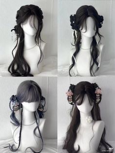 Hairstyles With Accessory, Idol Hairstyle, Hair Styles Messy, Aesthetic Hair Accessories, Japanese Hairstyles, Asian Long Hair, Cool Hair Designs, Model Hair Color, Aesthetic Hairstyles