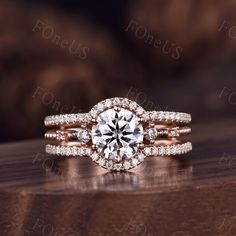 an engagement ring set with a round cut diamond