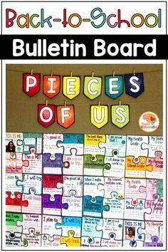 bulletin board with pieces of us written on it and the words back - to - school bulletin