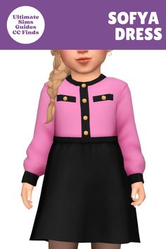 This is a Chanel inspired outfit for your toddler sims which is such a fun concept that makes your toddlers immediately look gorgeous #TheSims4 Chanel Inspired Outfit, Toddler Designer Clothes, Chanel Inspired