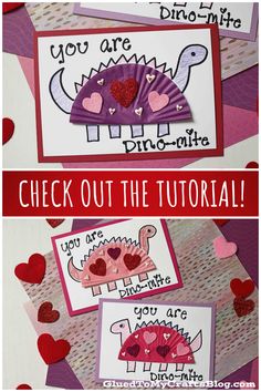 valentine's day card with the words, check out the dinosaur