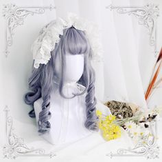 Pastel Gray Purple Gradient Curly Lolita Cosplay Wig Pastel Gray, Pastel Grey, Purple Gradient, Cosplay Wigs, Boutique Shop, All Over The World, Small Businesses, Wigs