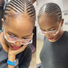 Simple & elegant cornrows; style is also perfect for receding hairline. Corn Rows Natural Hair No Weave, Swahili Cornrows, Small Cornrows On Natural Hair, Wig Lines Cornrows, Hairline Protective Hairstyles, Simple Lines Hairstyles, Pushback Cornrows, Cornrows No Extensions, Plain Cornrows On Natural Hair