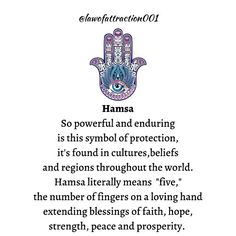 hamsa with the words, so powerful and enduring is this symbol of protection