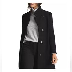 Very Good Condition. Chic Panelled Knee Length Coat. Dark Blue 100% Wool Crepe. Lining 100% Acetate. Princess Neckline. Button Closure. Buttons On Cuff. Excellent Used Condition Knee Length Coat, Hobbs London, Wool Crepe, Wool Coat Women, Woman Colour, Wool Coat, Knee Length, Dark Blue, Coats Jackets