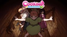 an animated image of some people on a wooden floor with the words cooking companion above them