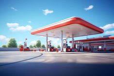 Petrol Station, Gas Station, 3d Illustration, Royalty Free Photos, Free Photos, Transportation, Architecture