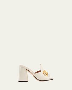 Gucci mule sandals in leather with iconic horsebit detail    3.00 in / 75 mm block heel    Open toe    Notched, loaferinspired vamp    Easy slide style    Made in Italy Luxury Gucci Evening Mules, Gucci Mule, Gucci Baby, Mule Sandals, Gucci Mules, Mules Shoes, Mule, Block Heels, Open Toe