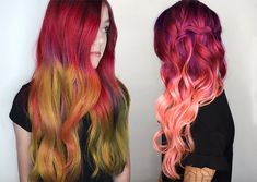 Colored Hairstyles, Two Color Hair, Vivid Hair, Beet Hummus, Vivid Hair Color, Neon Hair, Hair Chalk