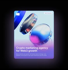 an ad for crypt marketing is displayed on a phone screen with the caption'crypt marketing agency for web3 growth '