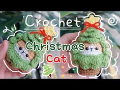 crochet christmas cat ornament made with yarn