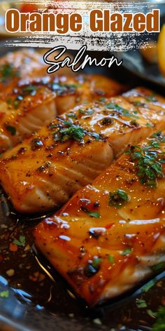 grilled salmon with orange glaze on a plate