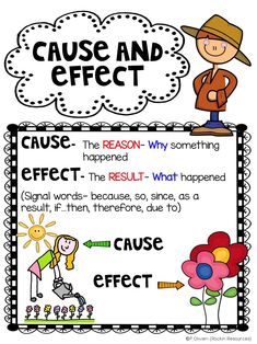 cause and effect poster with the words cause and effect