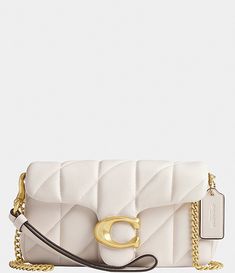 COACH
Quilted Pillow Leather Gold Hardware Tabby Wristlet #white #gold #fashion #purse  #coach Coach Tabby 26, Tabby Shoulder Bag, Coach Tabby, Quilted Pillow, Leather Wristlet, Quilted Leather, Leather Chain, Coach Purses, Nappa Leather