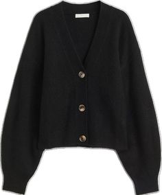 Black V-neck Cardigan For Work, Black V-neck Soft Knit Cardigan, Black Soft Knit Cardigan For Work, Black V-neck Soft Knit Outerwear, Casual H&m V-neck Cardigan, Black H&m Sweater For Fall, H&m Black Sweater For Fall, H&m V-neck Fall Outerwear, Sweaters Black