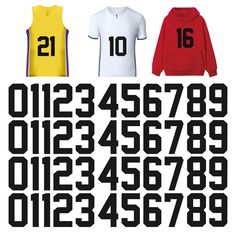 PRICES MAY VARY. PACKAGE INCLUDES: 44 pcs 0-9 white T-shirt heat transfer paper,There are 8 number 1s，enough for you to choose and combine any numbers PREMIUM MATERIAL: This heat transfer vinyl figure is made of high quality PET material and ink, it has strong tensile strength and is durable SUITABLE SIZE: iron on sports numbers are about 8 inches long with clear numbers, suitable for all kinds of competition uniforms and jerseys EASY TO USE: These iron on jersey numbers are individually cut and Cheap T-shirt With Number Print For Sports Events, Sports T Shirts, Sports Numbers, Jersey Numbers, 8 Number, This Heat, Team Uniforms, Football And Basketball, Sewing Trim