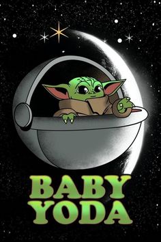 baby yoda is sitting on the moon