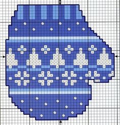 a blue and white cross stitched ornament in the shape of a vase