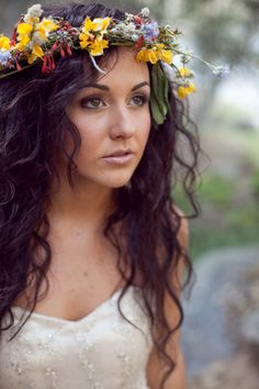 Wildflower Crown, Forest Inspiration, Ethereal Forest, Flowers In My Hair, Wedding Makeup Blue, Flower Crown Bride, Blue Bride, Charming Wedding, Woodsy Wedding