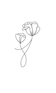 a line drawing of three flowers on a white background with the word love written in it